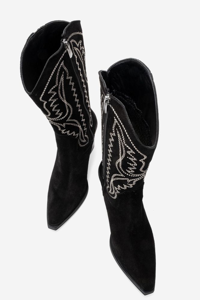 kadin-deri-western-kisa-cizme-SIYAH SUET-HKN1615-0101821_0